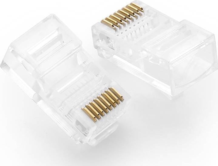 Konektor RJ45 UTP 8P8C Cat5 5e, set 100 copë, transparent
