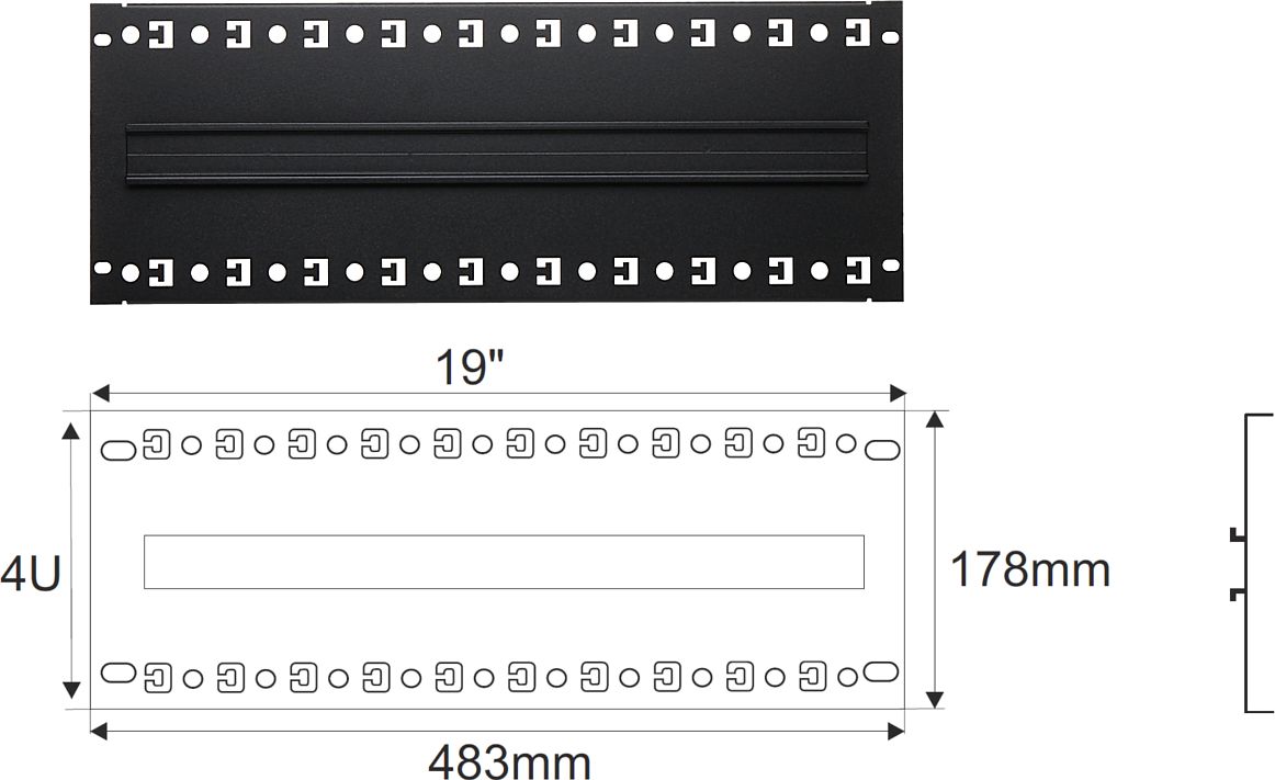 Pllakë montuese rack Pulsar A19-TS-35/BL-4U, 19", 4U, e zezë