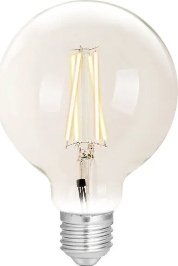 Llambë smart WiZ E27 G95 Filament LED, 6.5W, 2200K 5500K, transparente