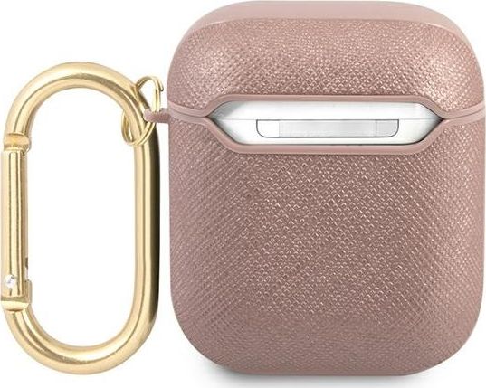 Mbrojtëse Guess GUA2SASMP Saffiano Script, për AirPods 1/2, rozë