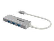 Hub USB Sandberg USB C to 3xUSB 3.0, me PD, gri