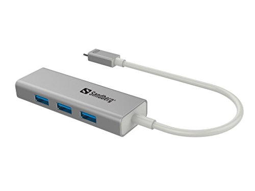 Hub USB Sandberg USB C to 3xUSB 3.0, me PD, gri
