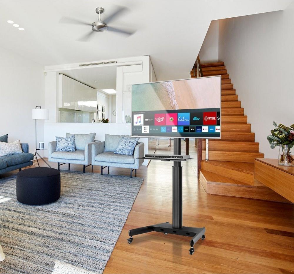 Stendë dyshemeje për TV Techly ICA-TR35, 32"-65", me rrota, e zezë
