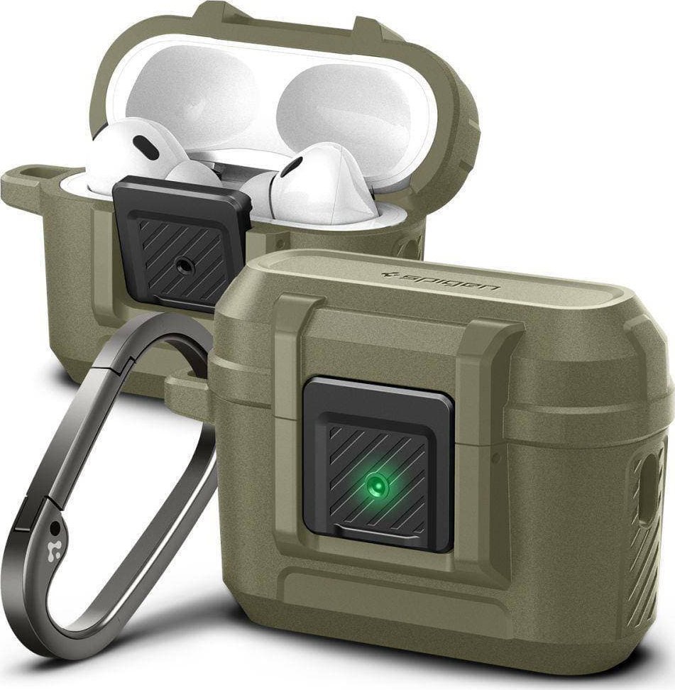 Mbulesë Spigen Lock Fit për Apple AirPods Pro 1 2, matte, kaki