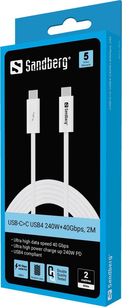 Kabllo USB Sandberg USB4, 240W, 40Gbps, 2m