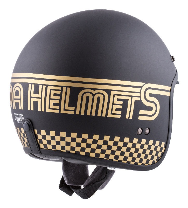 Helmetë moto CASSIDA Oxygen Rondo, polikarbonat, visor dielli, e zezë mat me të artë
