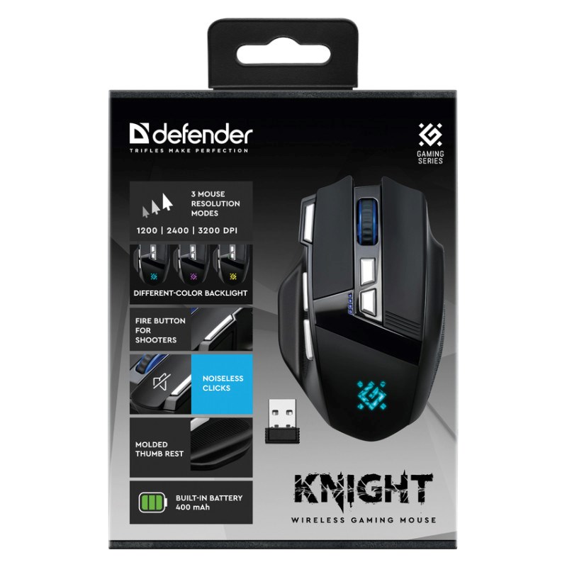 Maus gaming Defender KNIGHT GM-885, 3200 DPI, butona programues, me ndriçim