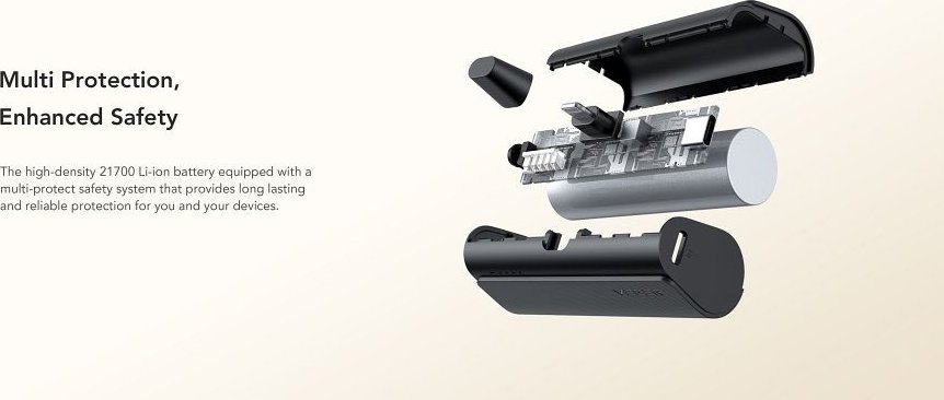 Надворешна батерија Вегер ПлугОН L, 5000mAh, 20W, за ајфон, црна