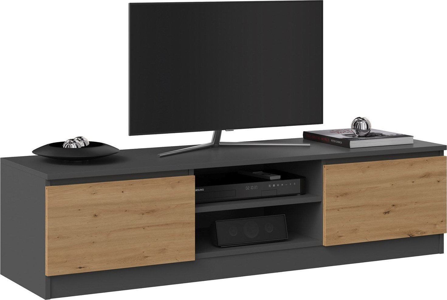 Kredencë TV Top E Shop RTV 140 ANT/ART, 2 rafte, lis artizan antracit