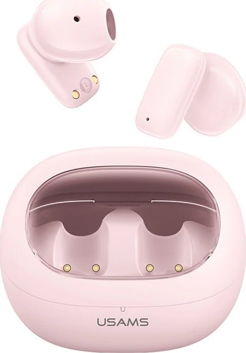 Kufje wireless Usams TD Series TWS, Bluetooth 5.3, me kuti karikimi, rozë