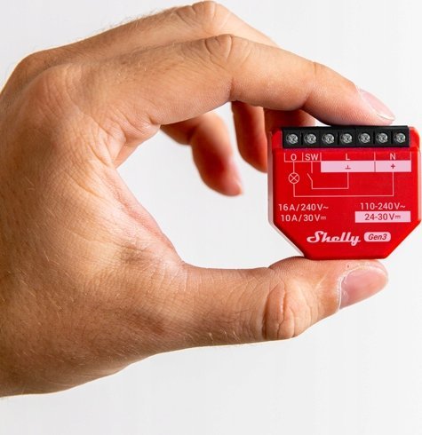 Ndërprerës smart Shelly 1PM Gen3, Bluetooth dhe Wi‑Fi, matje energjie