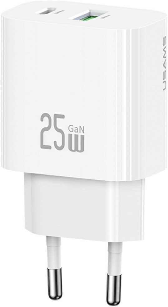 Karikues muri USAMS CC315, 25W, 1x USB C 1x USB A, i bardhë