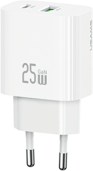 Karikues muri USAMS CC315, 25W, 1x USB C 1x USB A, i bardhë