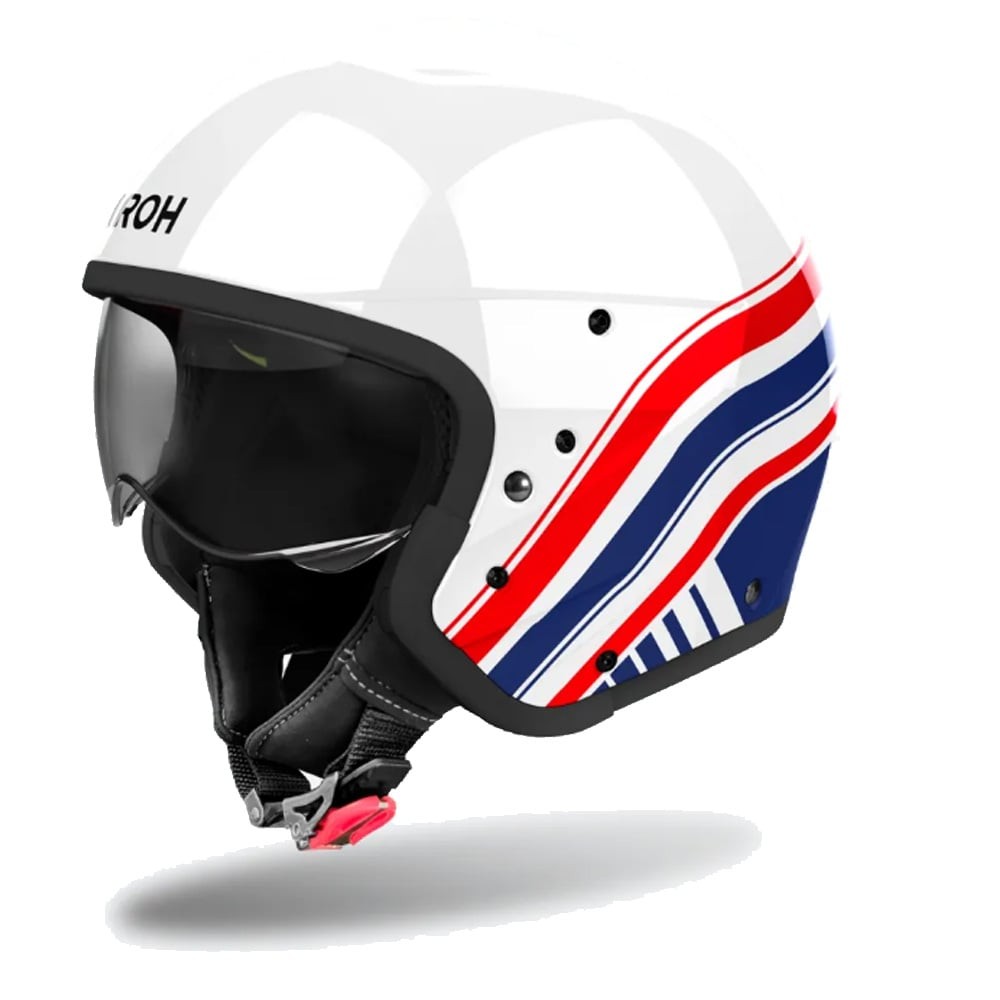 Helmetë modulare Airoh J 110 Eon, për motor, madhësia L, e bardhë blu e kuqe