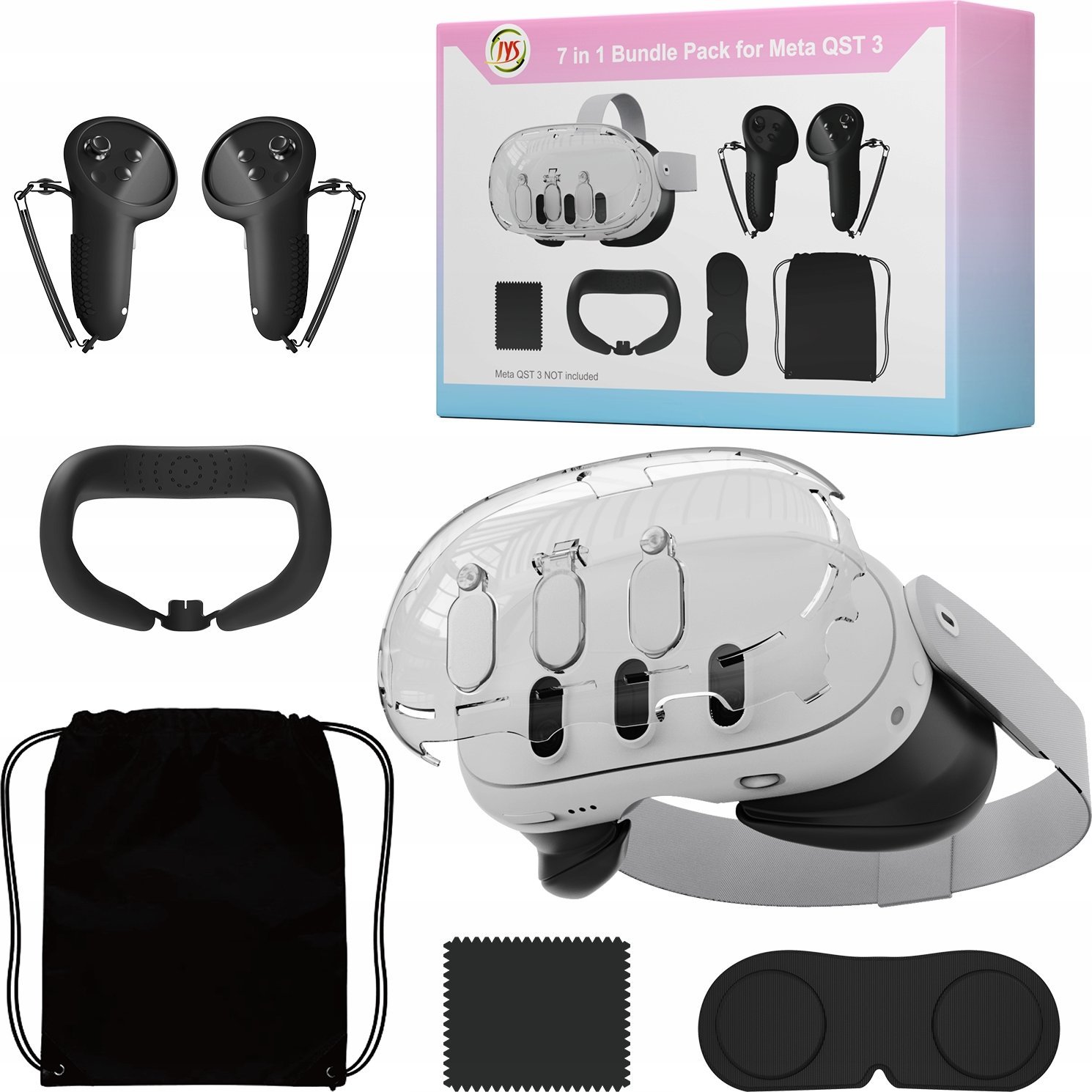 Set aksesorësh VR JYS, për Meta Quest 3 MQ011, etui mbrojtëse, e zezë