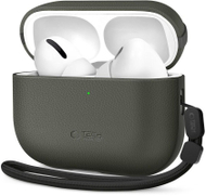Футрола за слушалки Tech-Protect NaturalFit, за Apple AirPods Pro 3, кожа, зелена маслинка