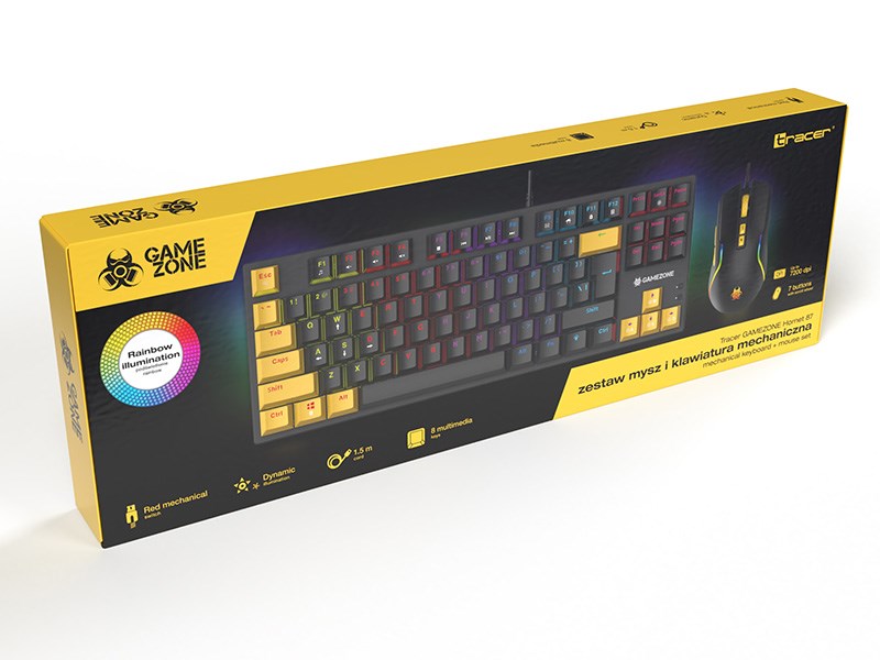 Set tastierë dhe mi Tracer Gamezone HORNET87, mekanike, 7200 DPI, me kabllo USB