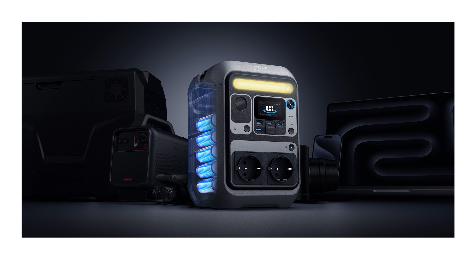 Stacion portativ energjie Anker SOLIX C300X, bateri LiFePO4, shumë porta AC USB, i zi