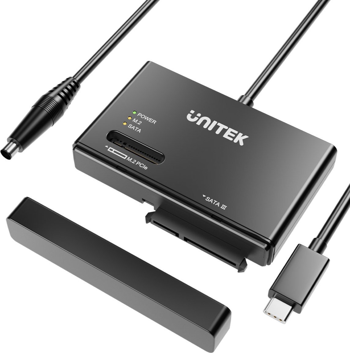 Adapter Unitek USB C, për SATA dhe M.2 NVMe, 10Gbps, i zi