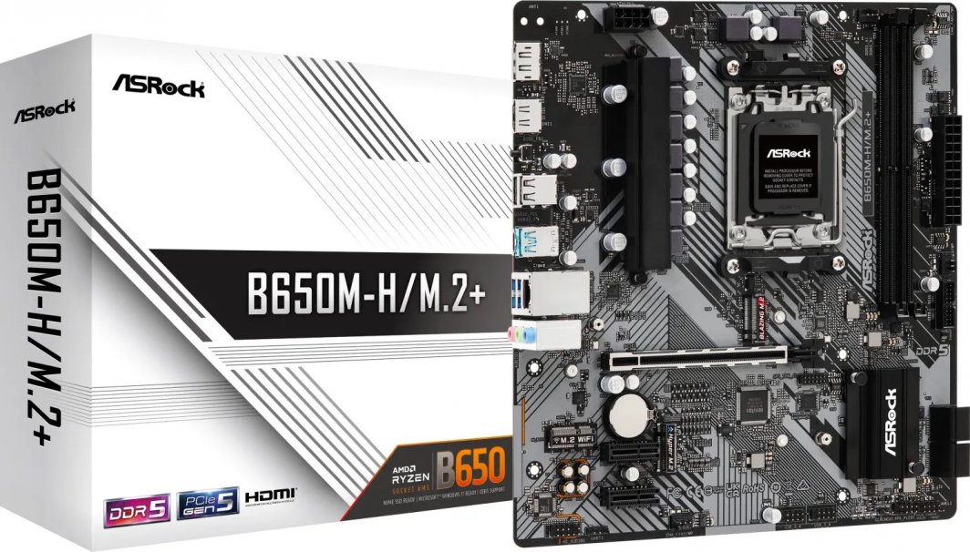 Pllakë amë ASRock B650M-H/M.2+, AMD B650, Socket AM5, 2 slota, Micro ATX