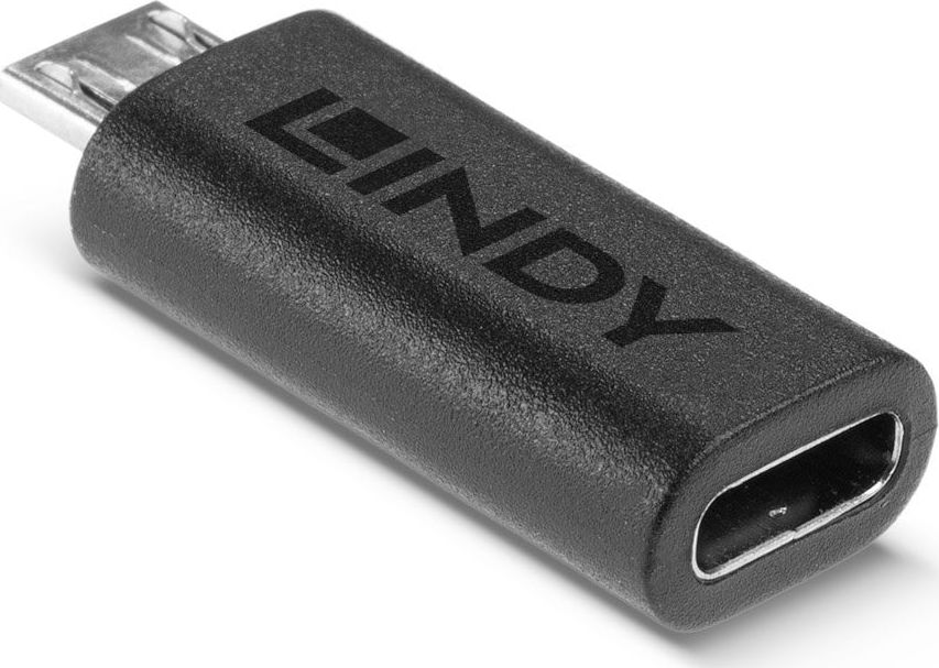 Adapter USB Lindy 41903, USB C në microUSB, i zi