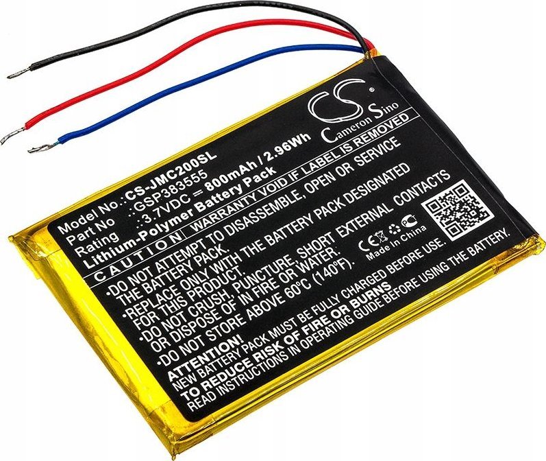Bateri zëvendësuese për altoparlant JBL Clip 2 GSP383555, 0.8Ah, Li Polymer, e zezë