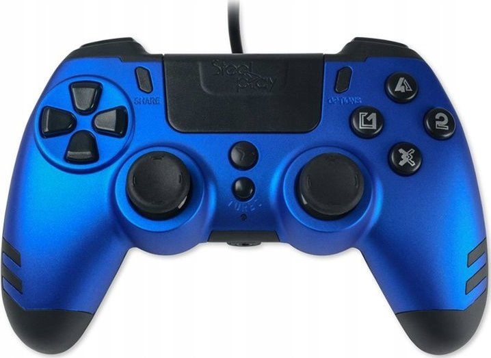 Gamepad Lexip SteelPlay Slim Pack, me kabllo, për PS4 dhe PC, blu Sapphire