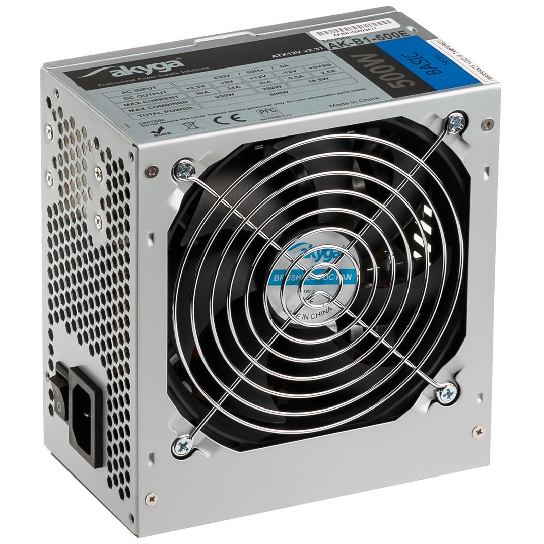 Furnizues me energji Akyga AK-B1-500E, 500W, ATX 12V 2.0, 12 cm