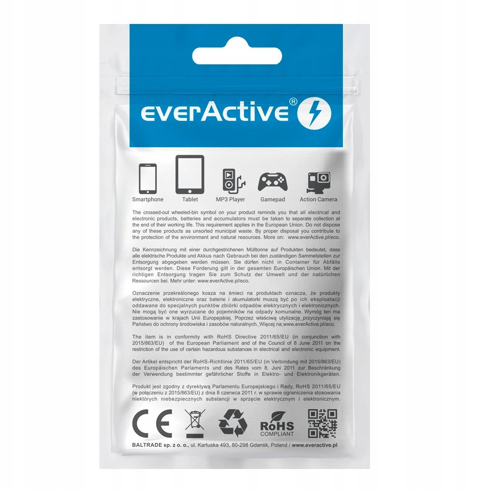 Полнач адаптер everActive SC-220, 2x USB, 12W 2.4A, бел
