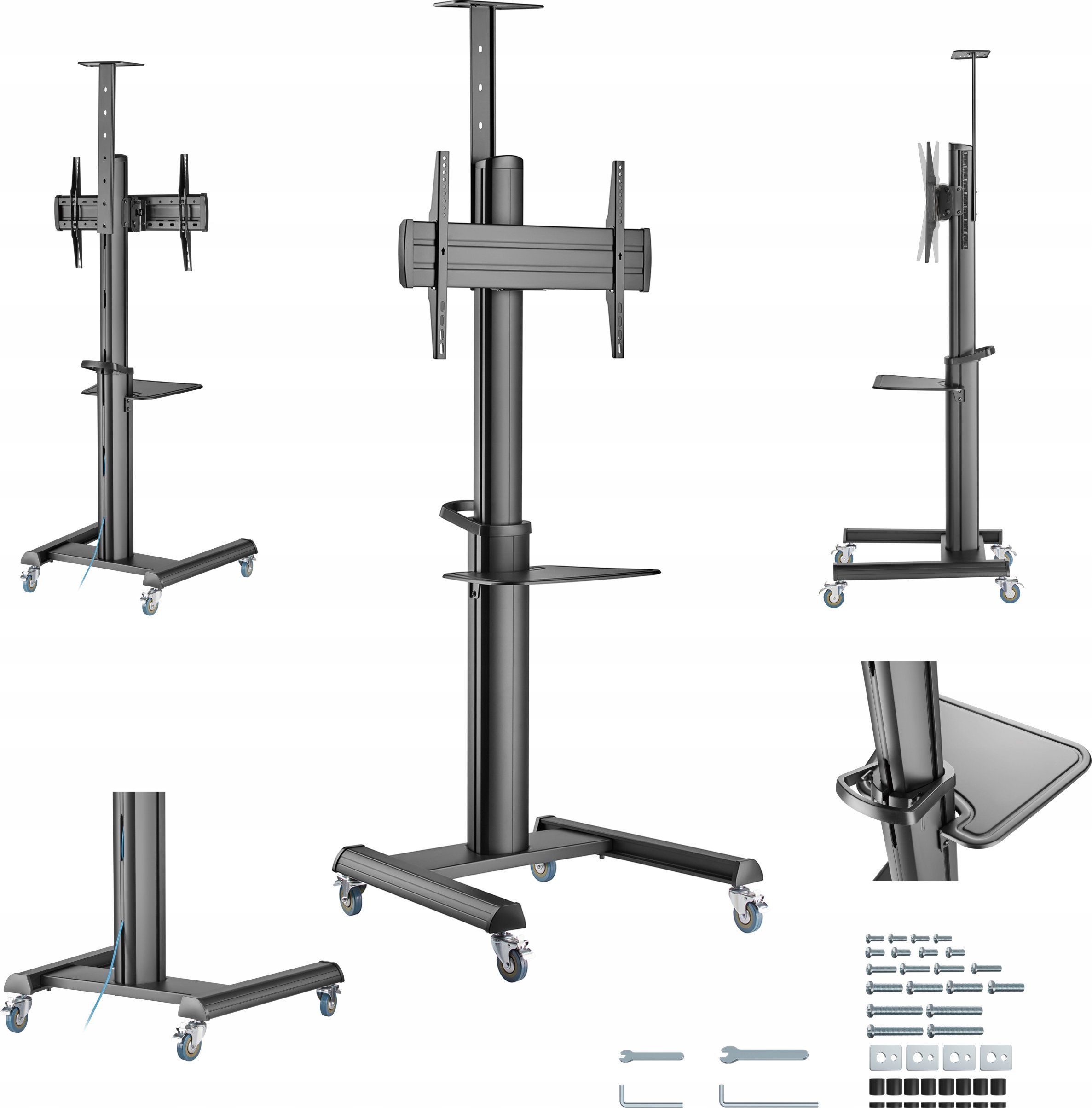 Qëndrim dyshemeje për TV Gembird Aluminum, 37-70", 70 kg, i zi