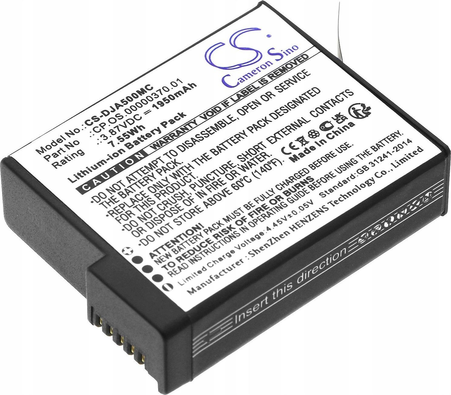Bateri kamerë Cameron Sino CS-DJA500MC, 1950mAh, 3.87V, e zezë