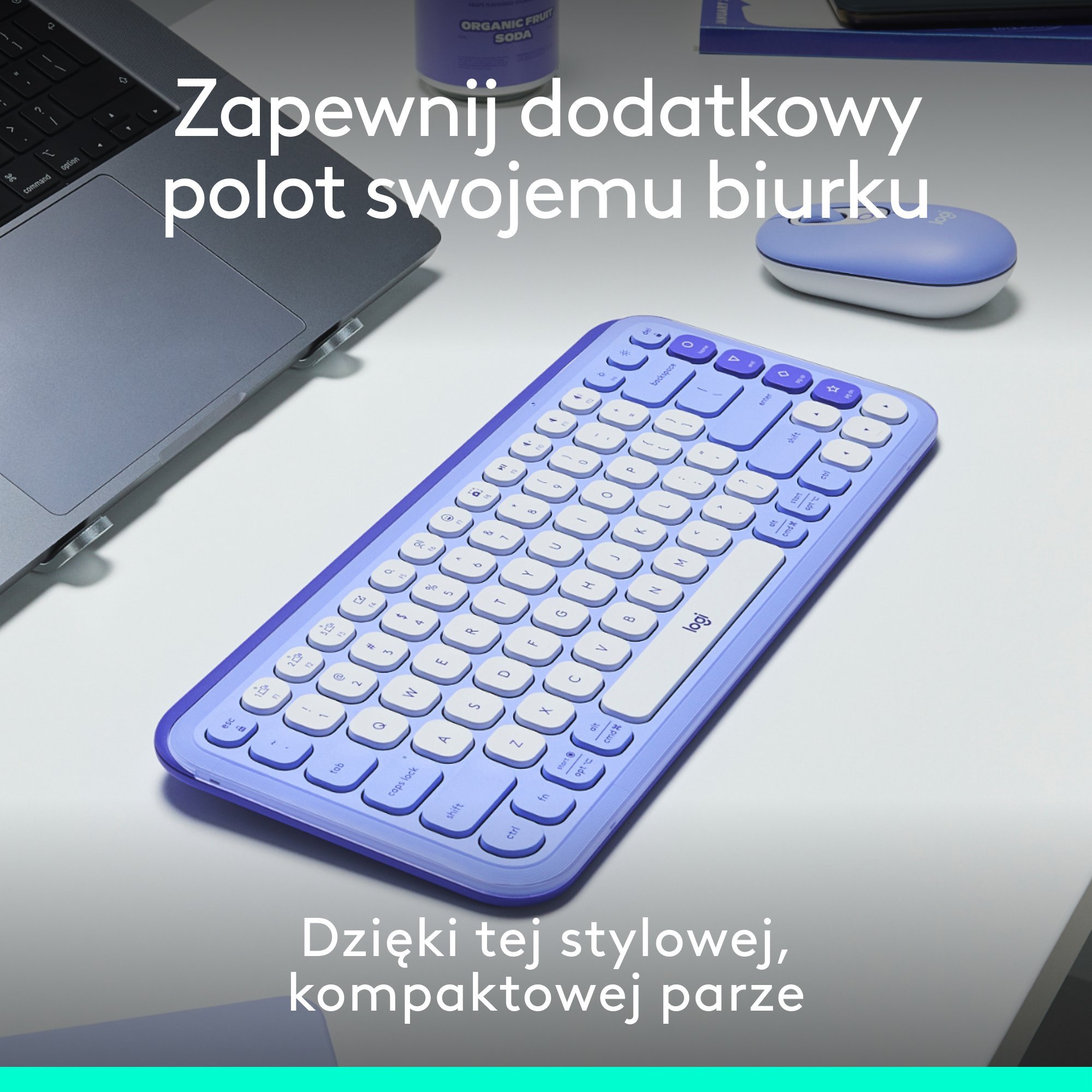 Set tastierë dhe maus Logitech POP Icon, Bluetooth, shumëplatformësh, lejla dhe e bardhë