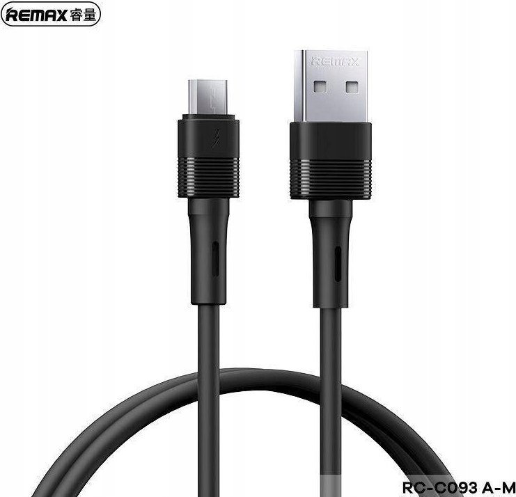 Kabllo karikimi Remax Leya Series RC-C093, USB në micro USB, 1m, 2.4A, e zezë