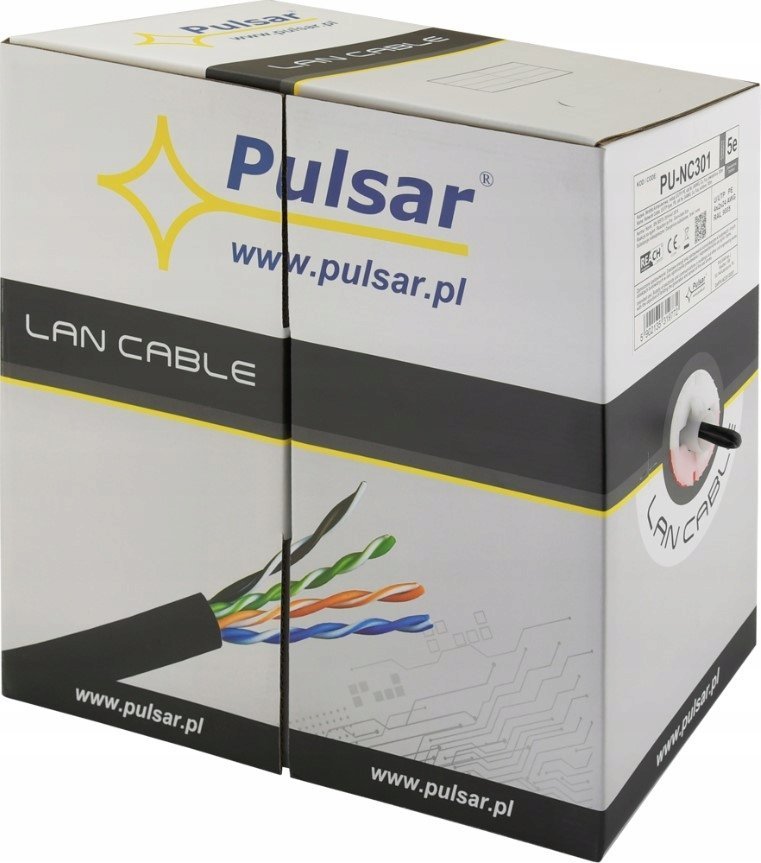 Kabllo rrjeti PU-NC301 Cat 5e, U UTP, 24AWG, 305m, e zezë