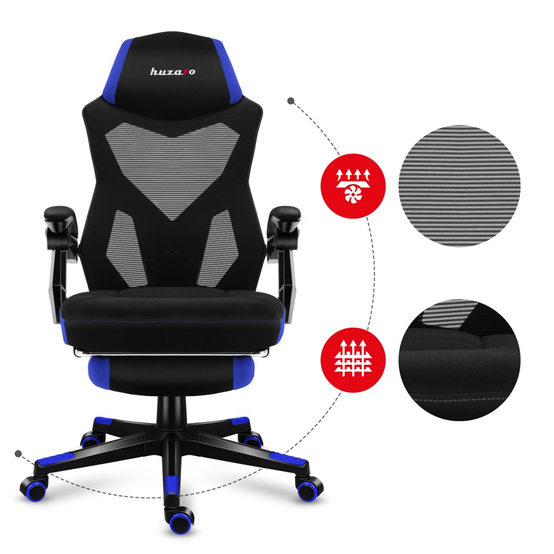 Karrige lojërash HUZARO COMBAT 3.0, 140kg, e zezë/e kaltër