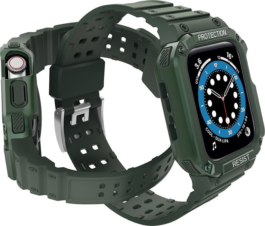 Rrip me kasë për orë smart Hurtel Protect Strap, për Apple Watch 45 44 42mm, jeshil