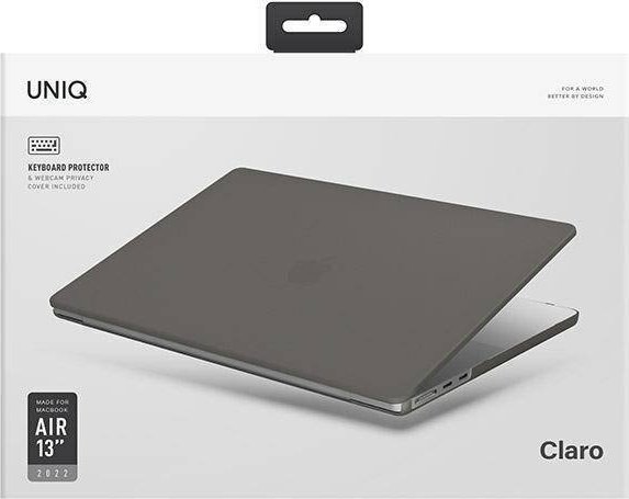 Mbrojtëse laptopi Uniq Claro për Apple MacBook Air 13" 2022, polikarbonat, ultra e hollë, gri gjysmë transparente