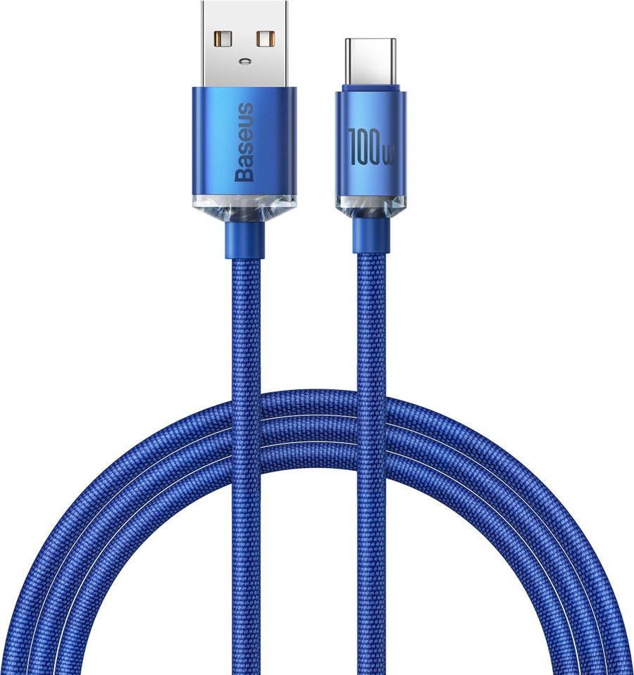 Kabllo USB në USB C Baseus Crystal Shine CAJY000403, 100W, 1.2m, blu