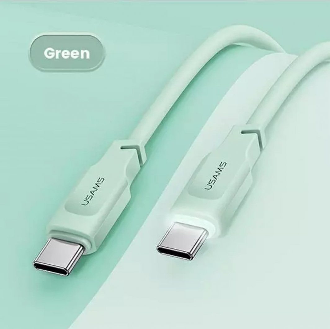 Kabllo USB Usams USB C në USB C Lithe, 1.2 m, 100W, e gjelbër