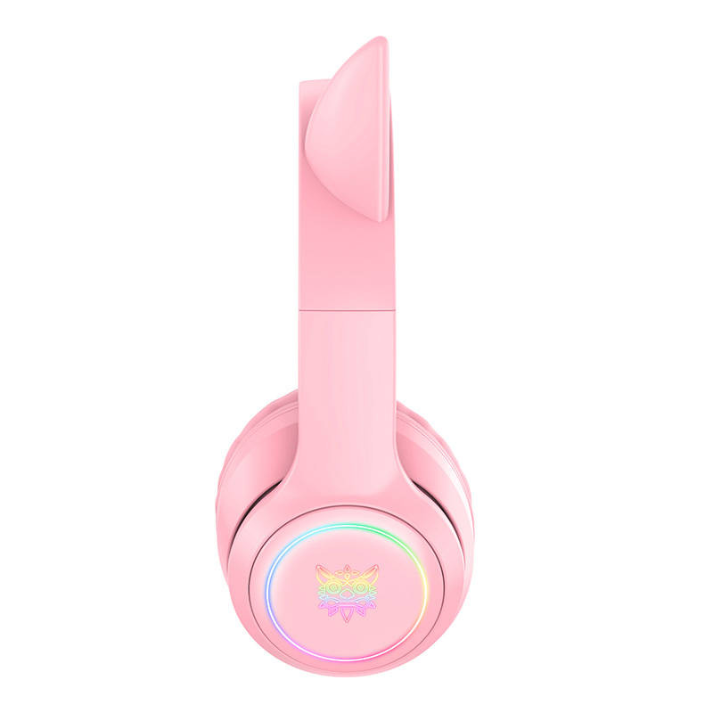 Kufje gaming ONIKUMA, Bluetooth, me veshë mace LED, rozë