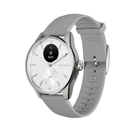 Ora hibride Withings ScanWatch 2, 42mm, EKG, monitorim temperature, e bardhë