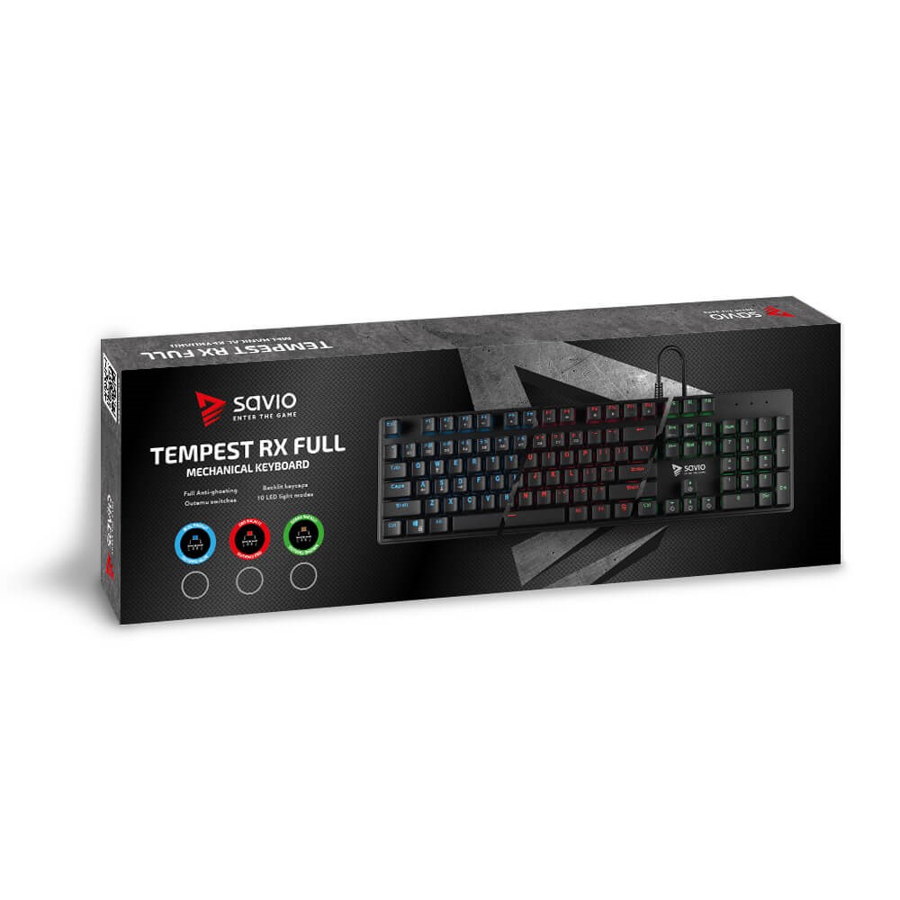 Tastierë mekanike Gaming Savio Tempest RX FULL, USB, e kuqe / e zezë