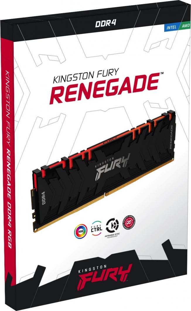 Memorie Kingston Fury Renegade RGB, DDR4, 16 GB, 3600 MHz, CL16, KF436C16RBAK2/16