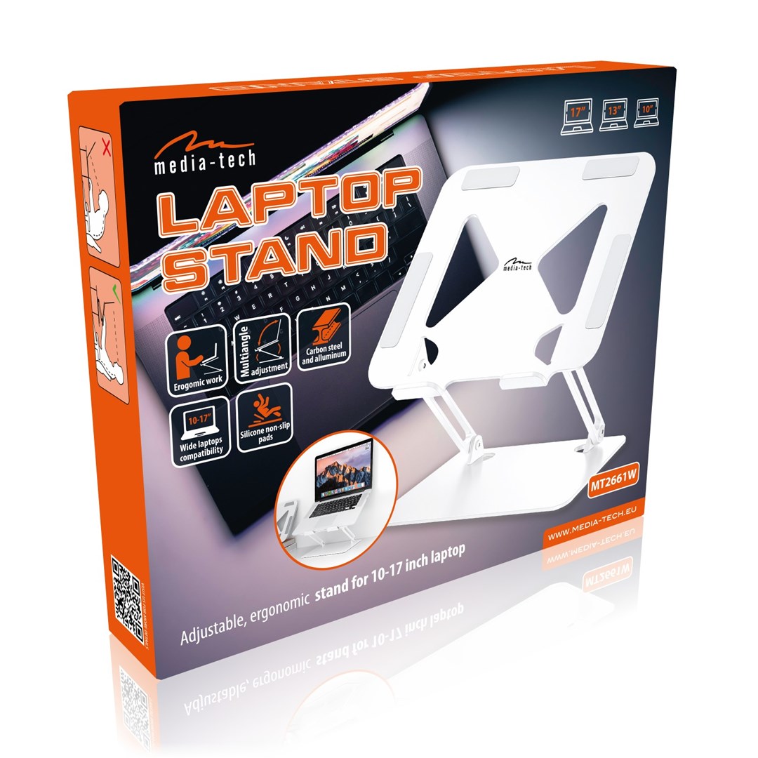 Mbajtëse laptopi Mediatech LAPTOP STAND MT2661W, për 10-17", e rregullueshme, ergonomike