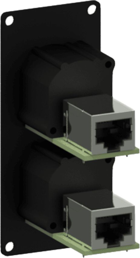 Modul lidhës Caymon CASY, 2x NE8FAH EtherCON, RJ45 femër, i zi