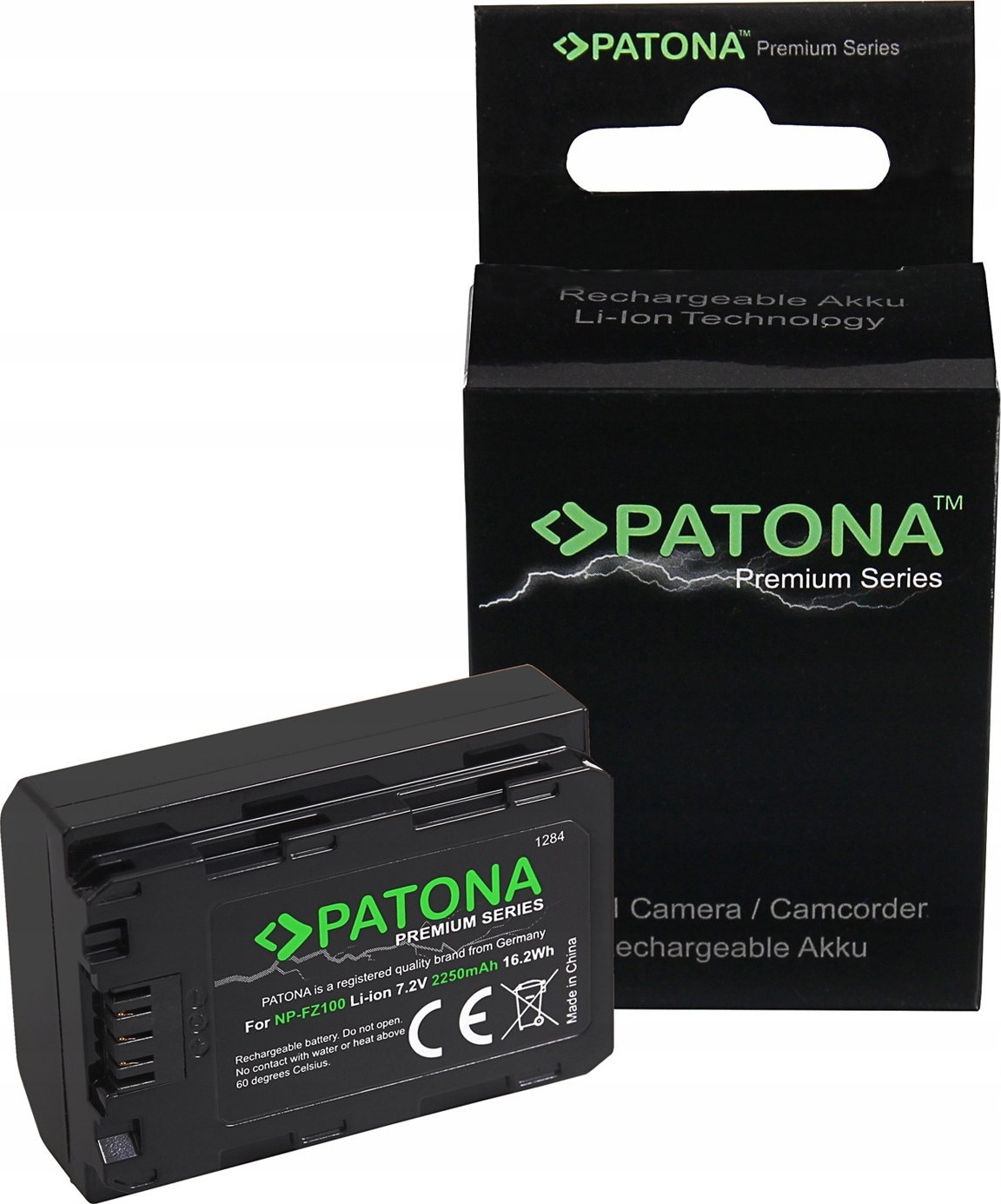 Bateri për kamera PATONA Pro, zëvendësuese për Sony NP-FZ100, 2040mAh Li-Ion, e zezë