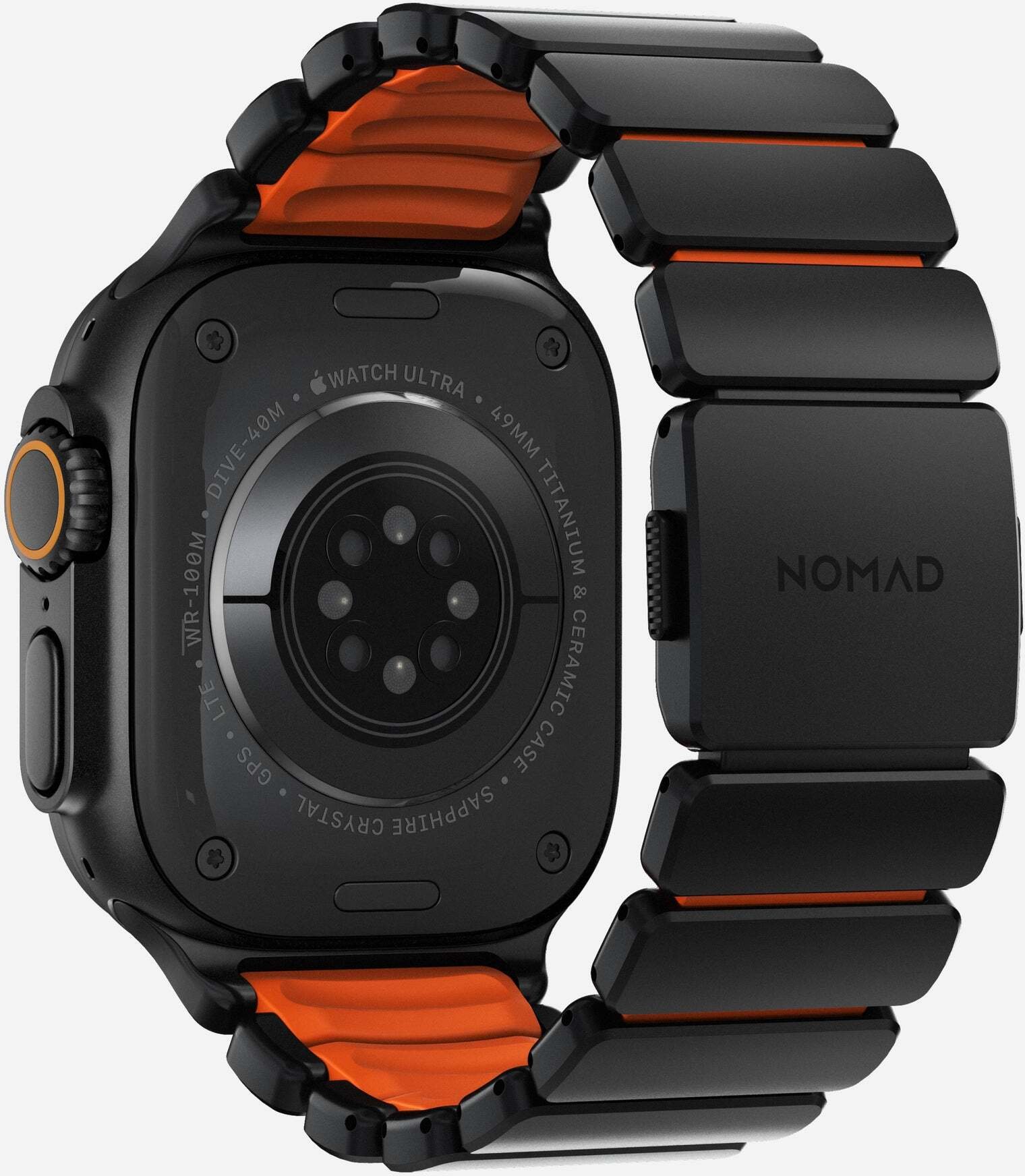 Rrip për Apple Watch Stratos Band 49mm, titanium i zi, Ultra Orange