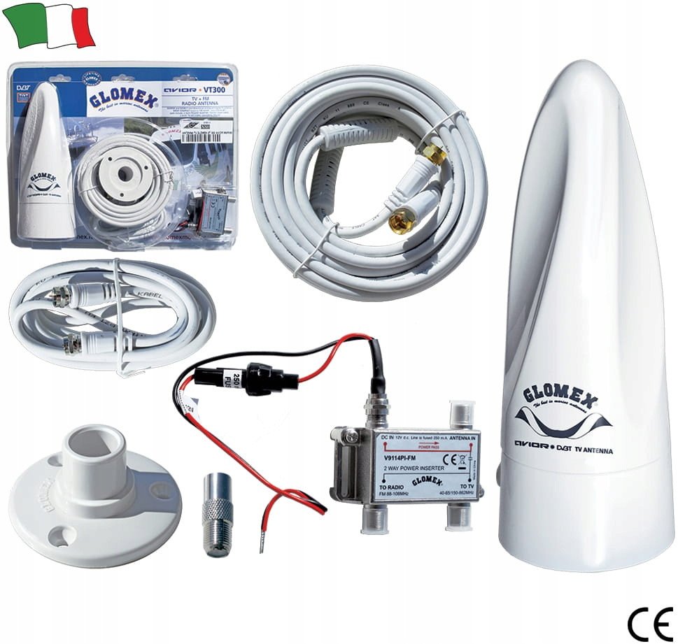 Морска ТВ FM антена Glomex Avior, 4\" x 8\", оминонасочна, бела