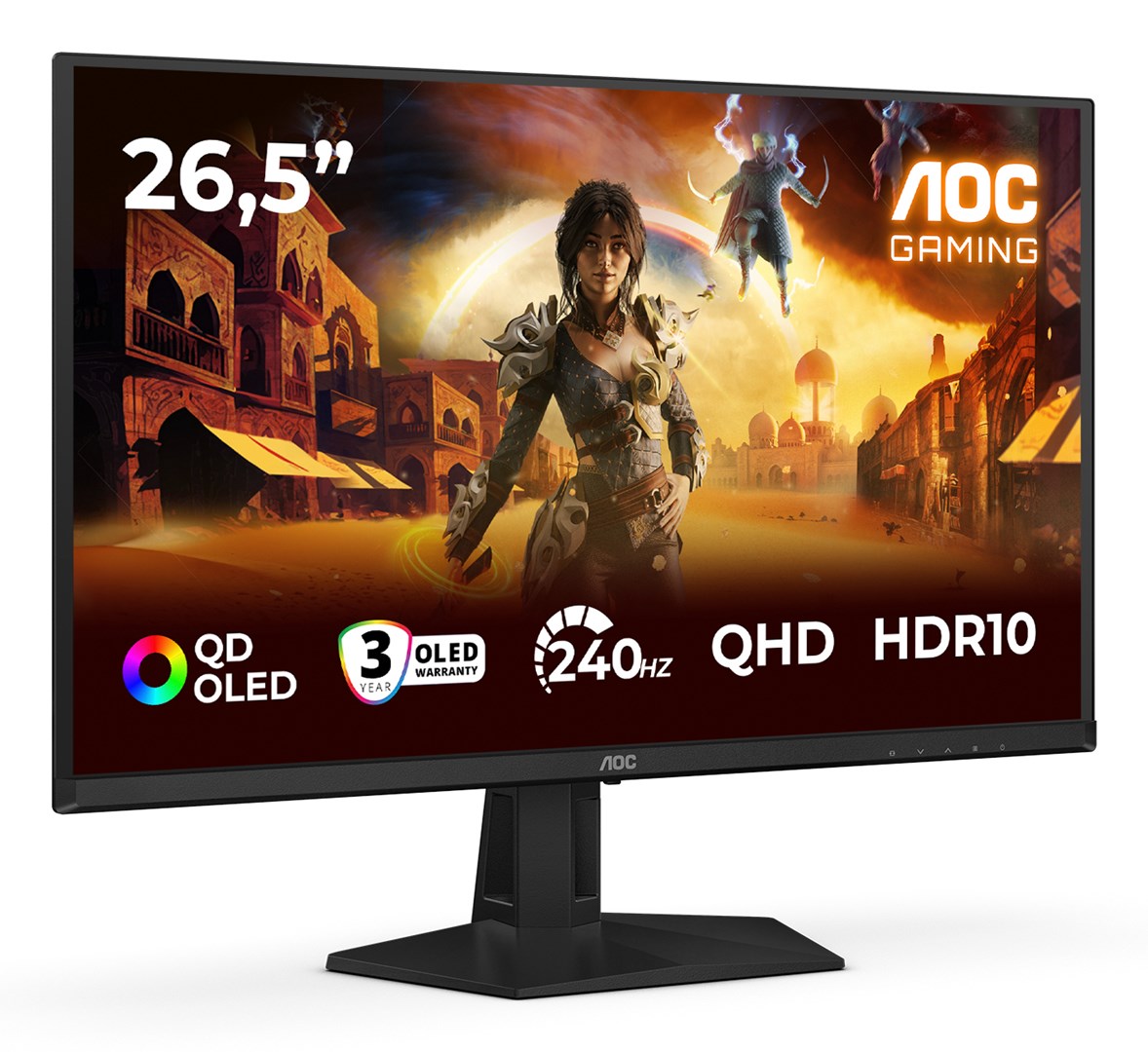 Monitor gaming AOC G4 Q27G41ZDF, 26.5", QHD QD OLED, i zi me të kuqe