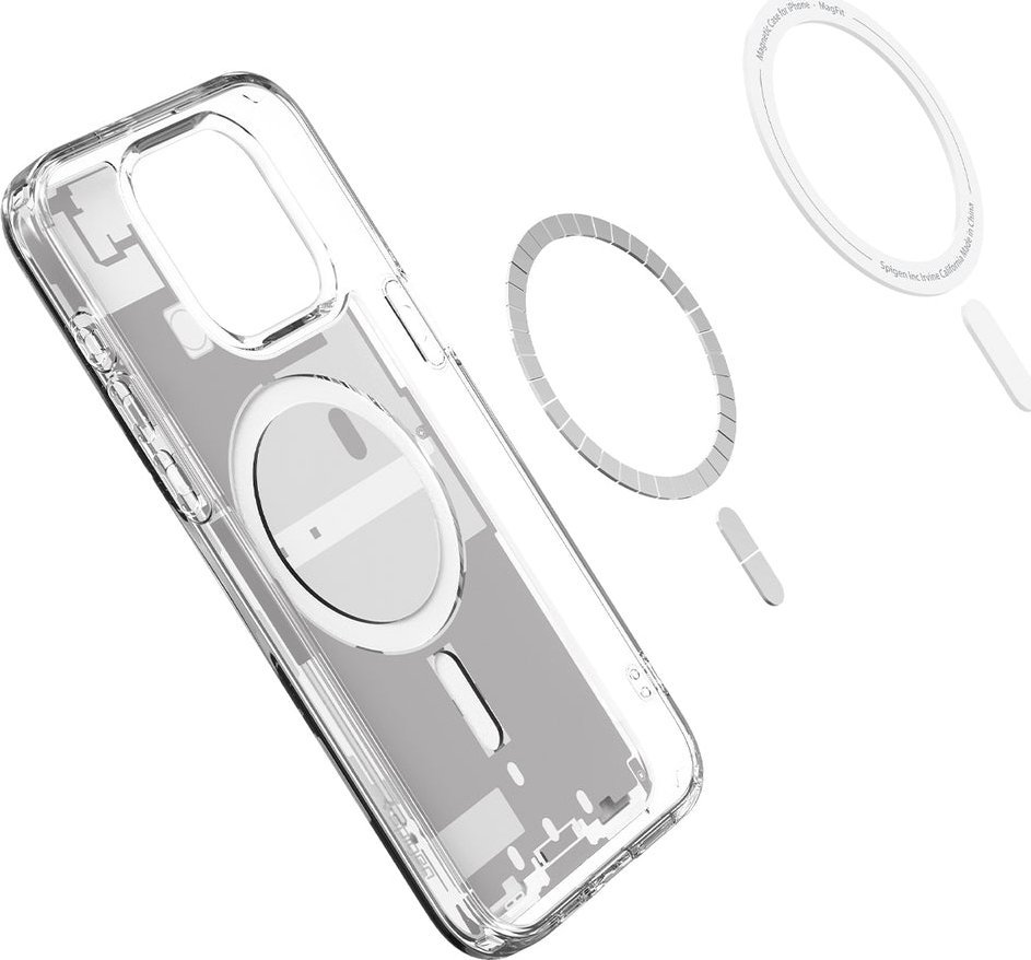 Mbrojtëse telefoni Spigen Ultra Hybrid MagSafe Zero One, për iPhone 15 Pro Max, transparente, e bardhë
